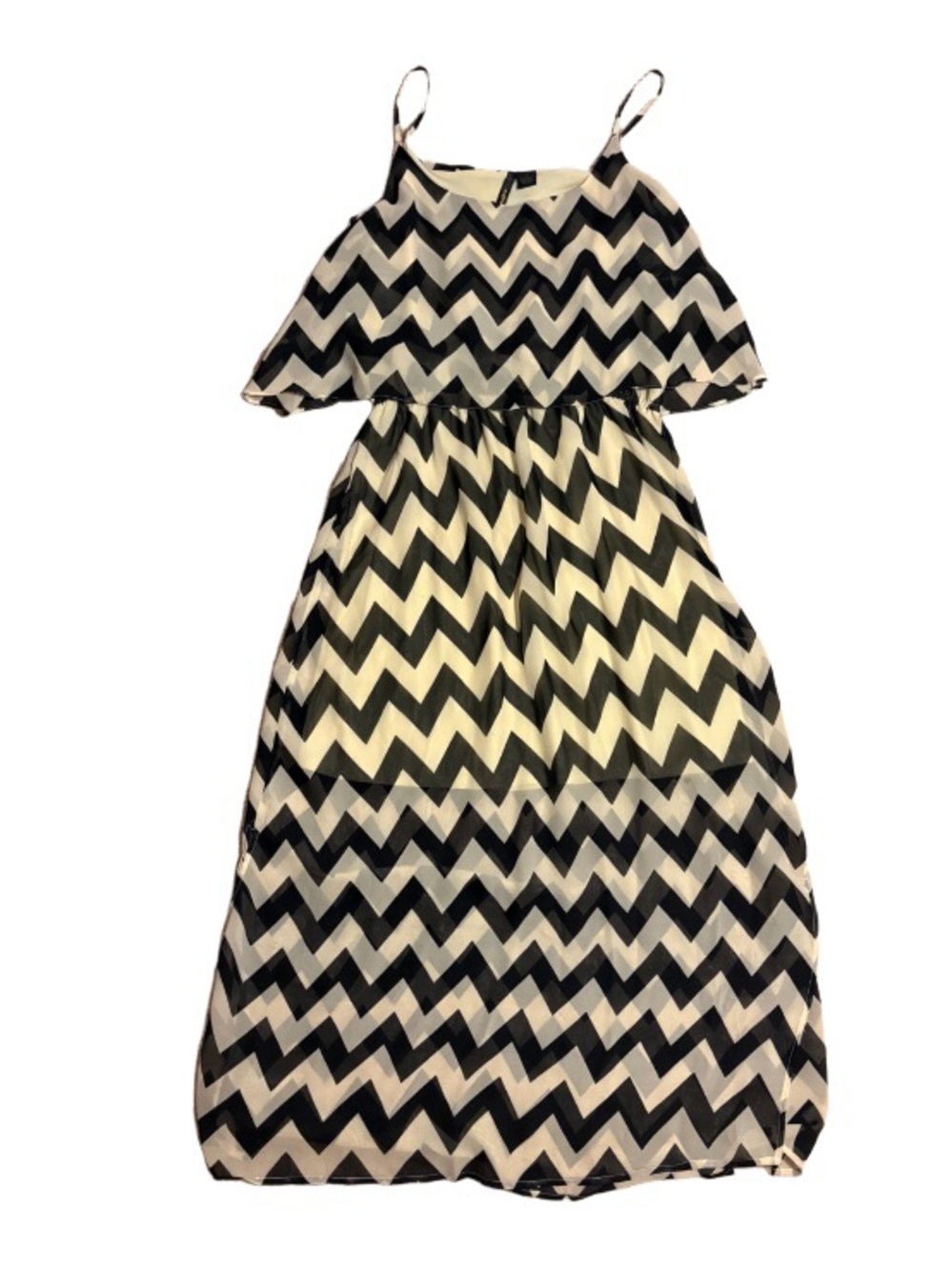 Black & Cream Chevron Maxi Dress